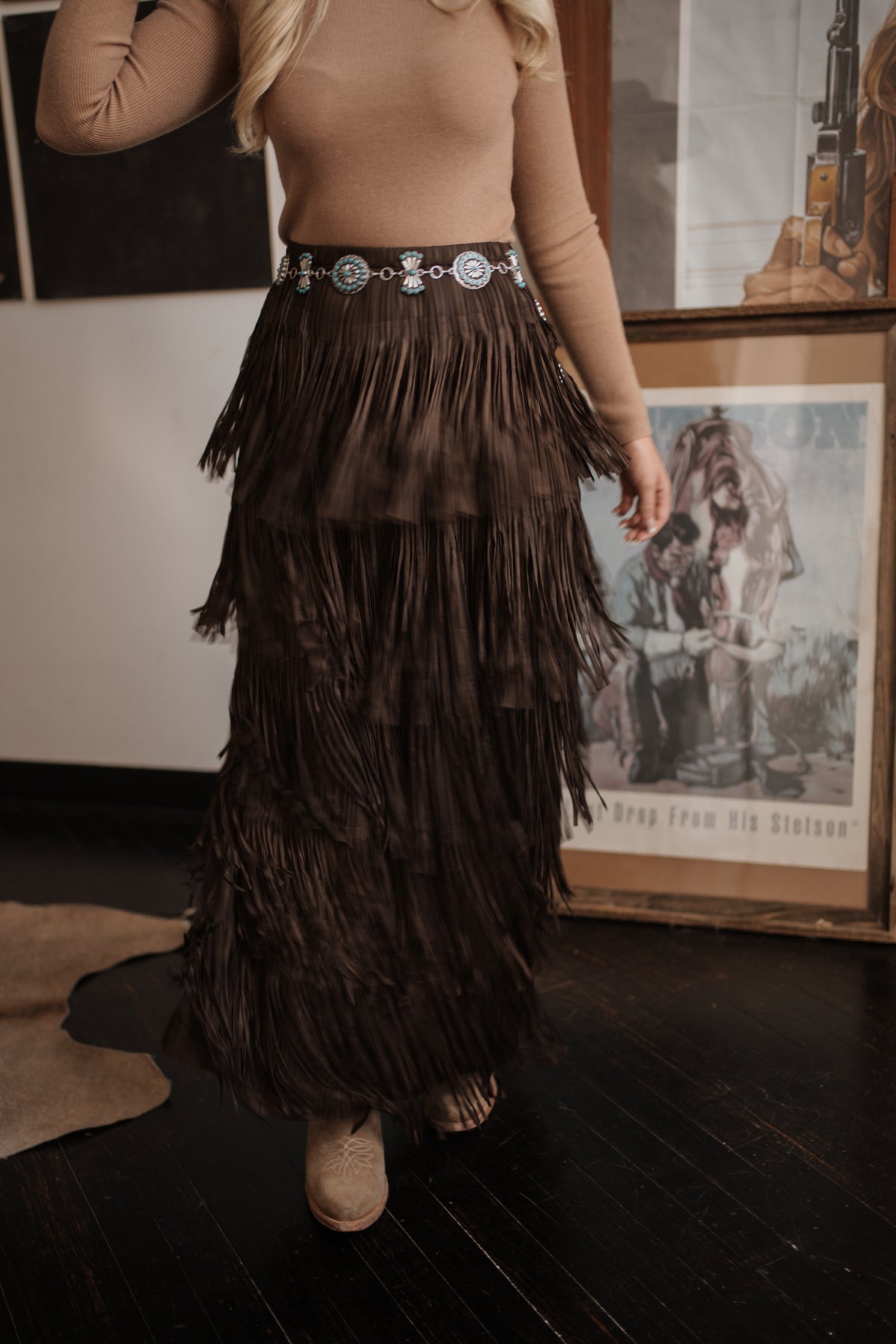 Skylar Pleated Fringe Skirt