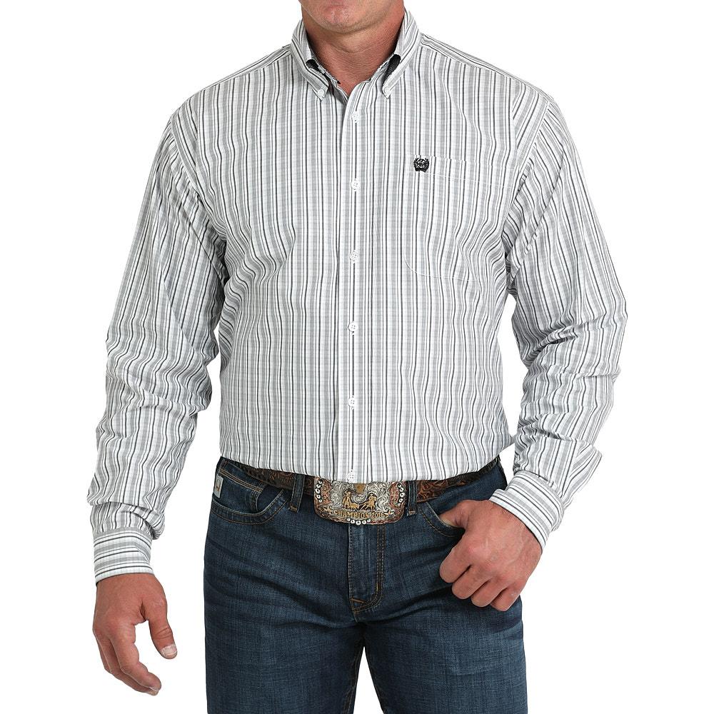Cinch White & Grey Plaid Button Down