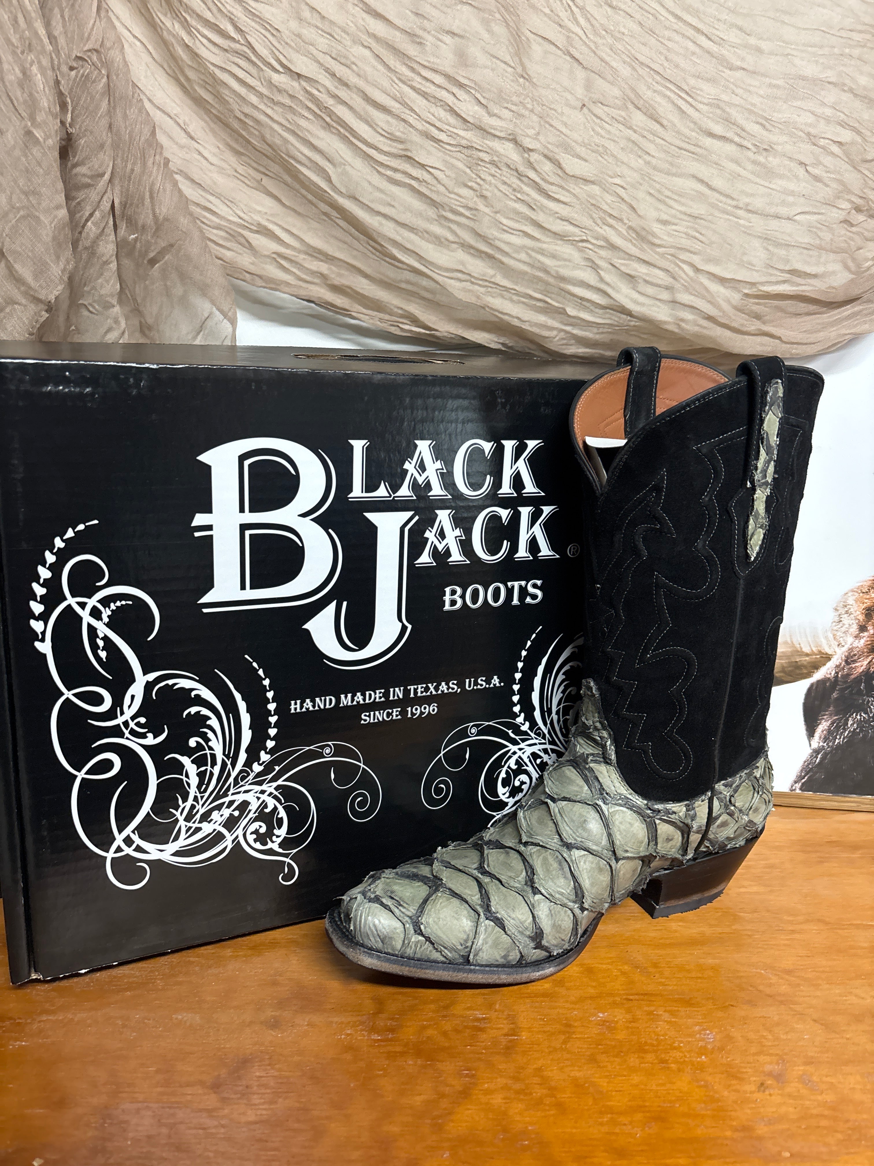 Black Jack Pirarucu Fish Inverted Dark Stone Gray Boots