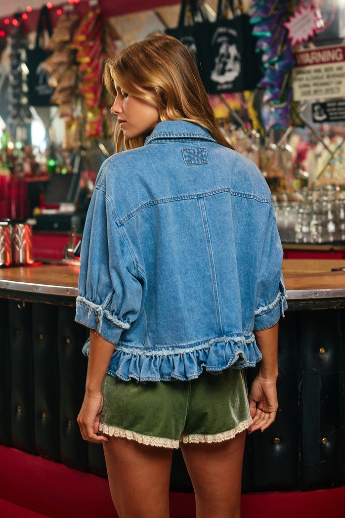 Darlin Denim Ruffle Top