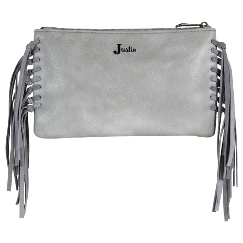 Justin Clutch White Tooled