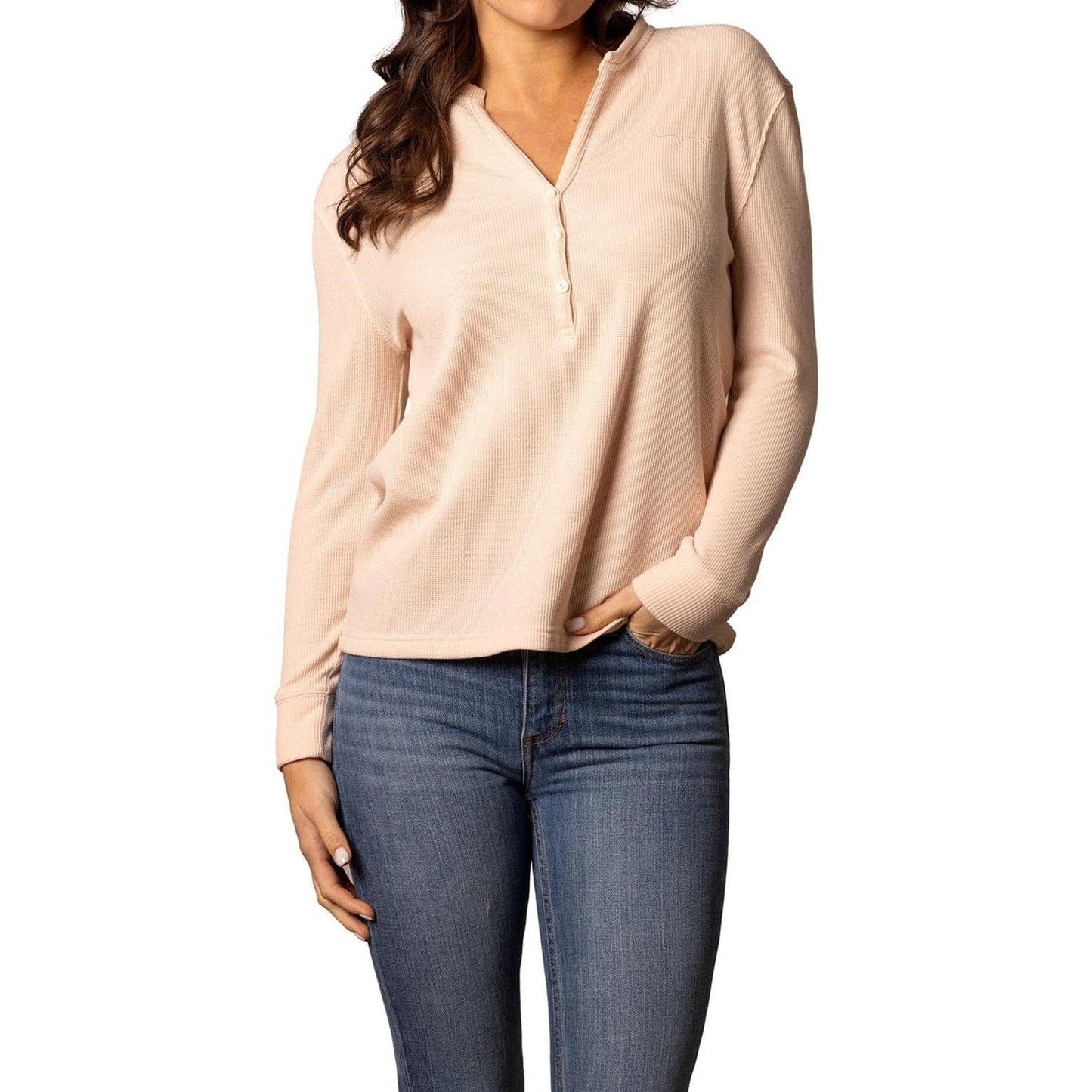 Kimes Wilma Peach Henley Pullover