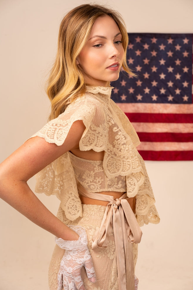 Lora Cream Lace Sleeveless Top