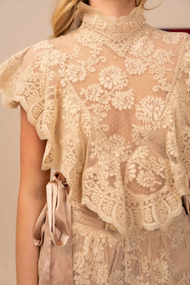 Lora Cream Lace Sleeveless Top