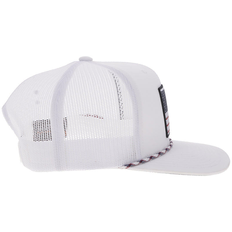 Hooey "Liberty Roper" White w/ Flag Patch Hat