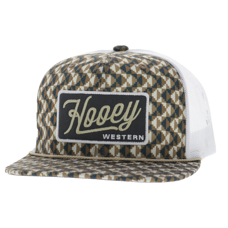 Hooey Lakota 6-Panel Trucker Snapback Hat Tan/White