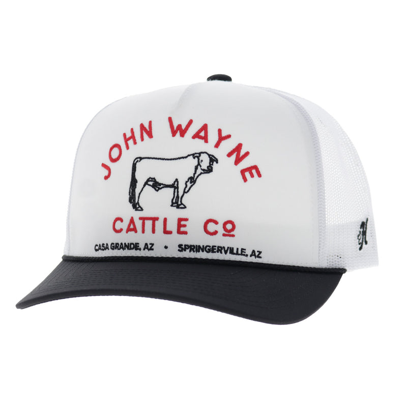 Hooey John Wayne 5-Panel Trucker Snapback Hat White/Black