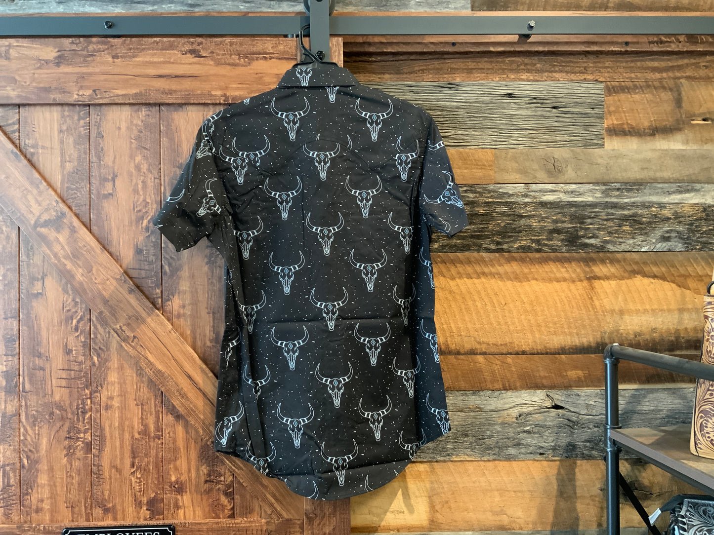 Dale Longhorn Print Short Sleeve Snap Up