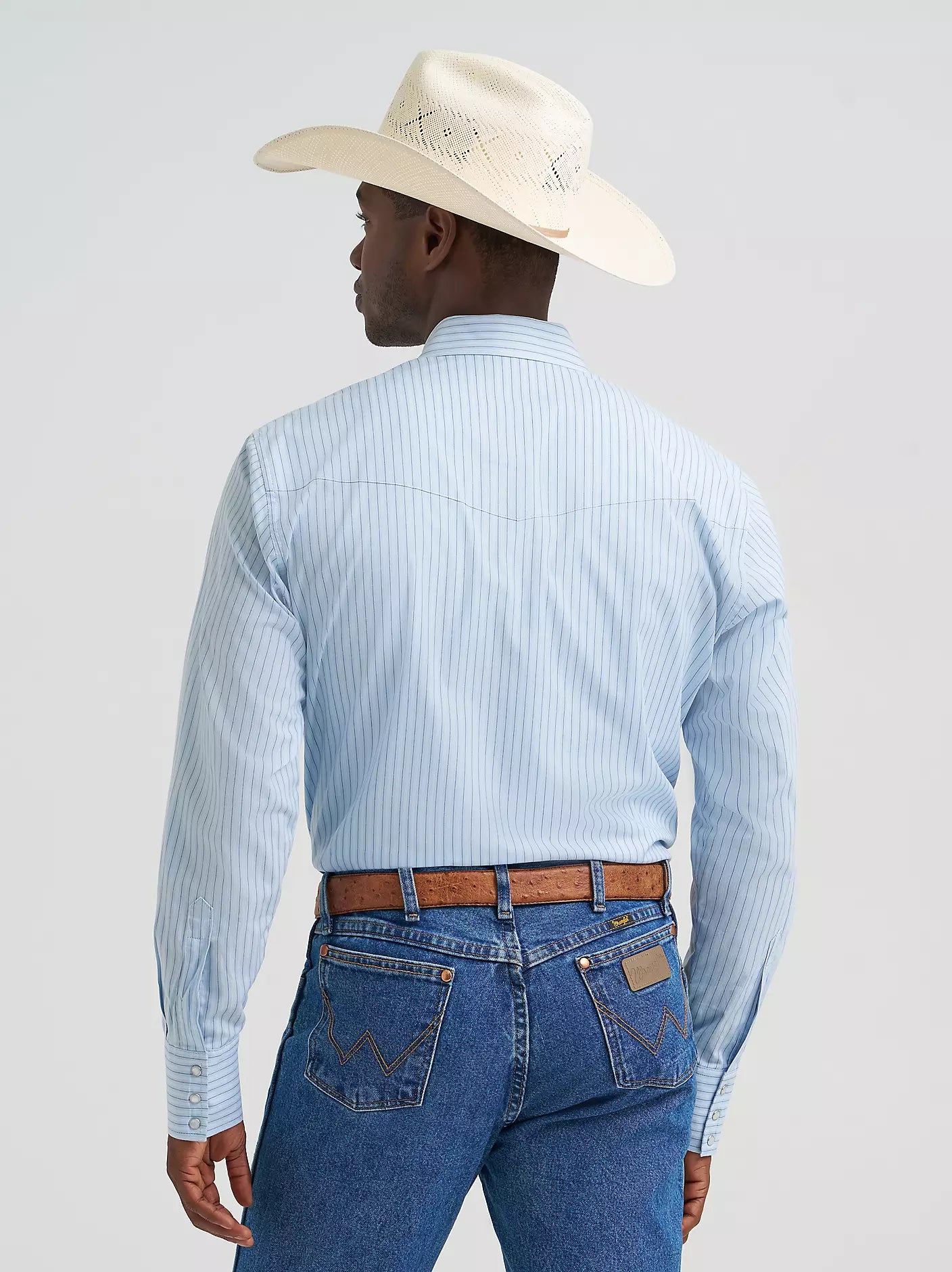 Wrangler Blue Stripe Wrinkle Resist Men's