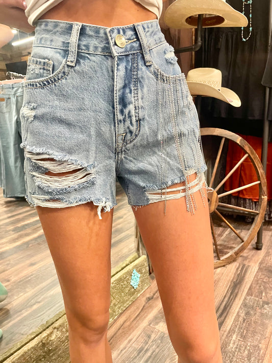 Final Sale ✨Chain Fringed Shorts