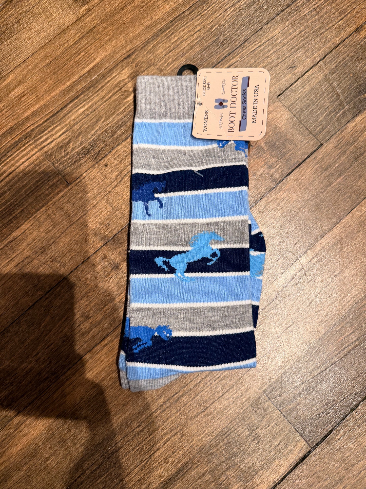 Boot Doctor Boot Socks Running Horses Blue.