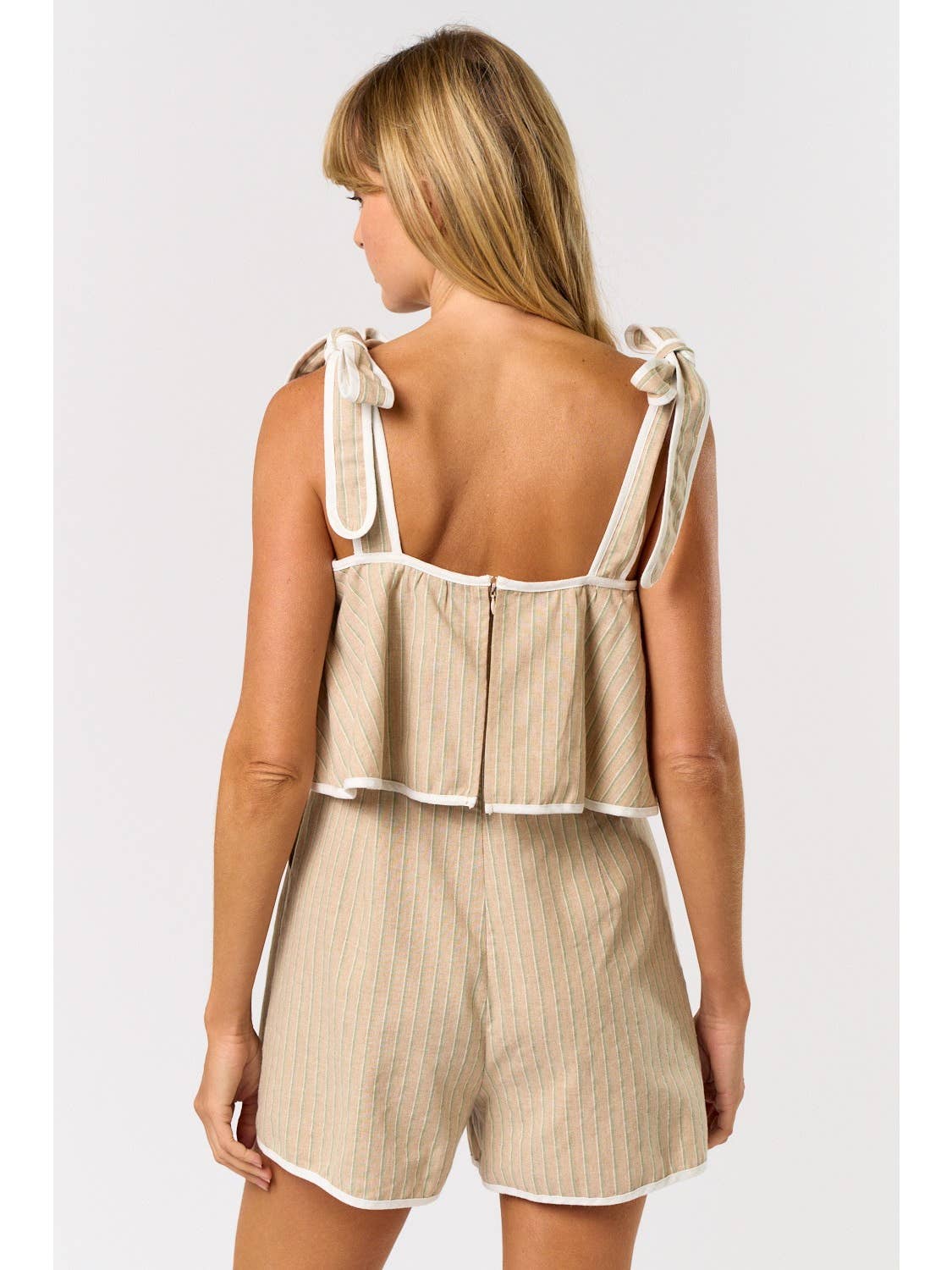 Bow Tie Taupe Romper
