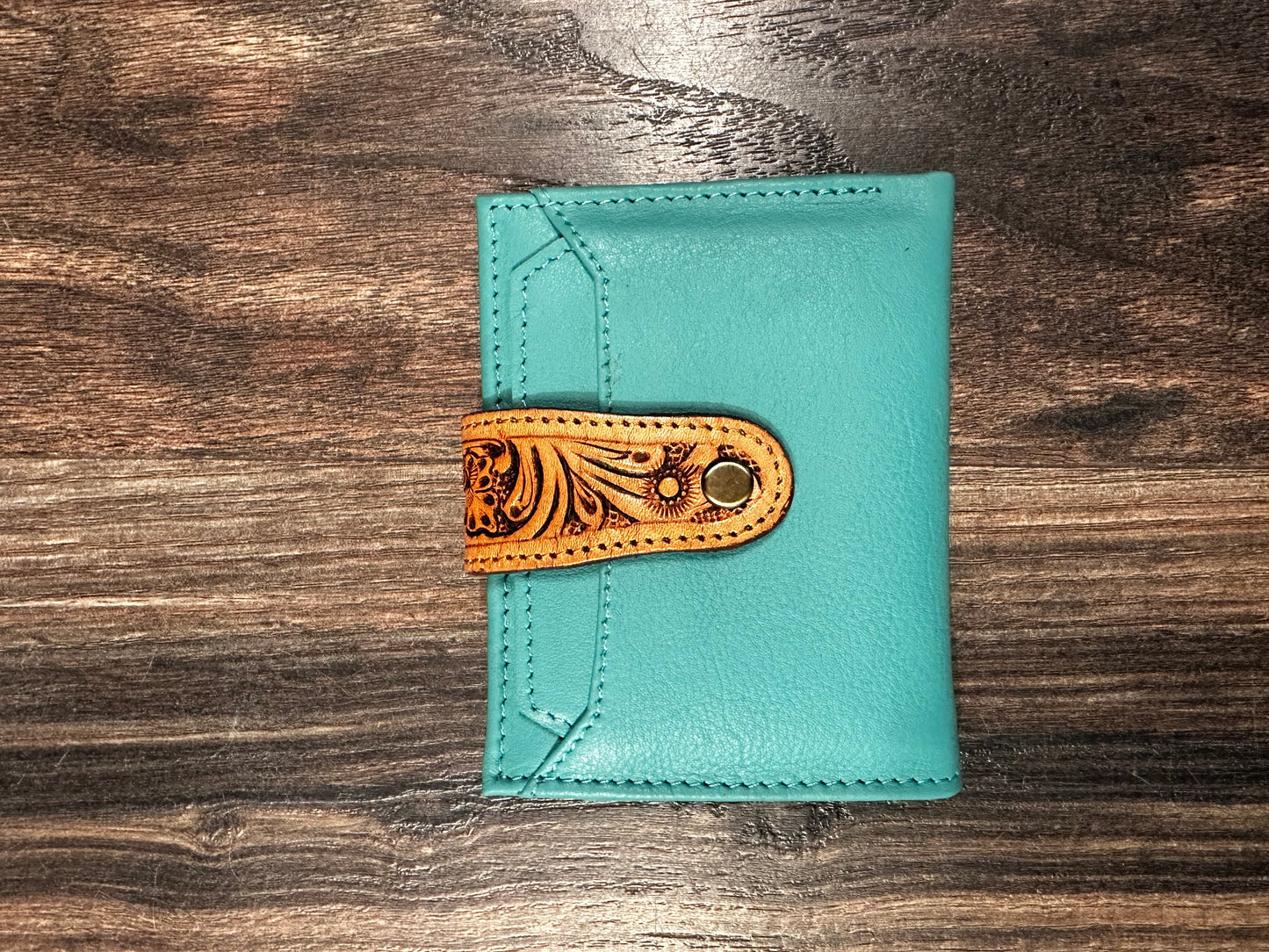 Turquoise And Tooled Wallet