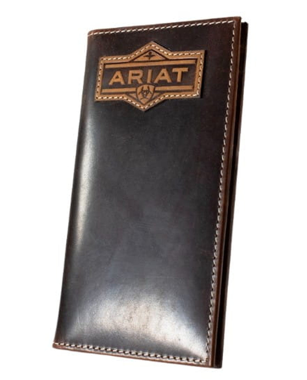 Ariat Mens Brown Leather Stitched Logo Rodeo Wallet
