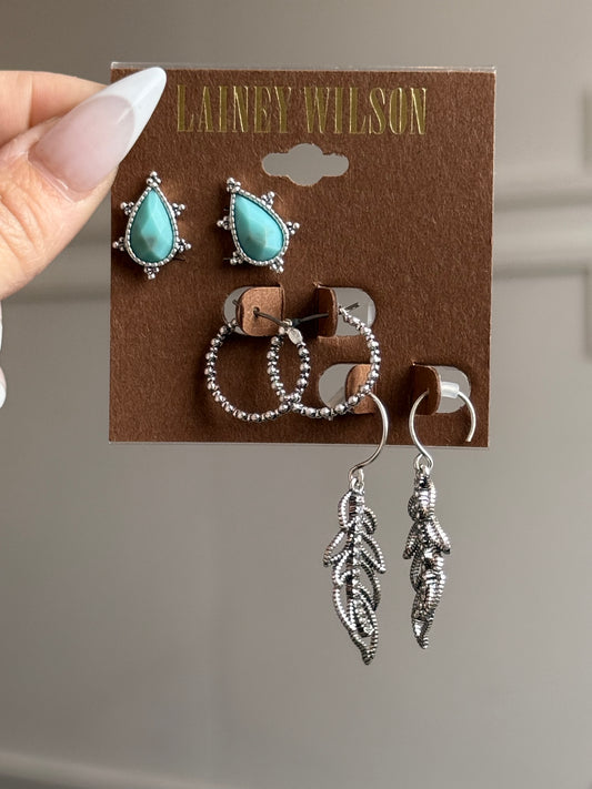 Lainey Wilson 3 Pack Western Earring Set