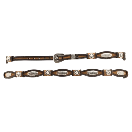 M&F Western 3/8 Scalloped Hatband with Silver Conchos