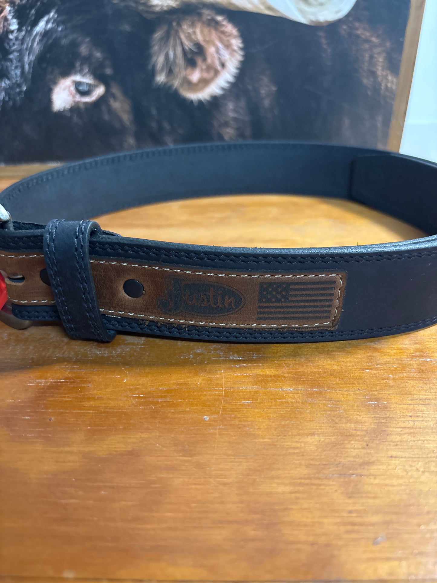 Justin Black Leather Belt
