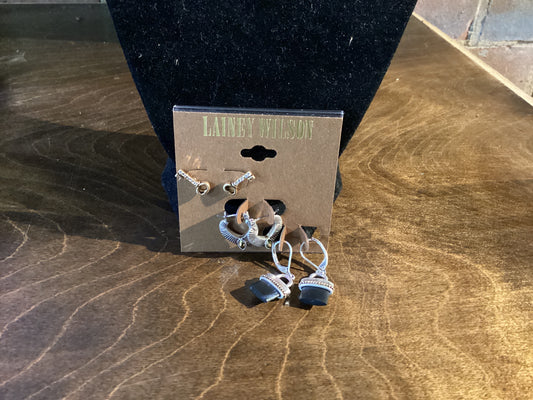 Lainey Wilson 3 pair Earrings B/G/S