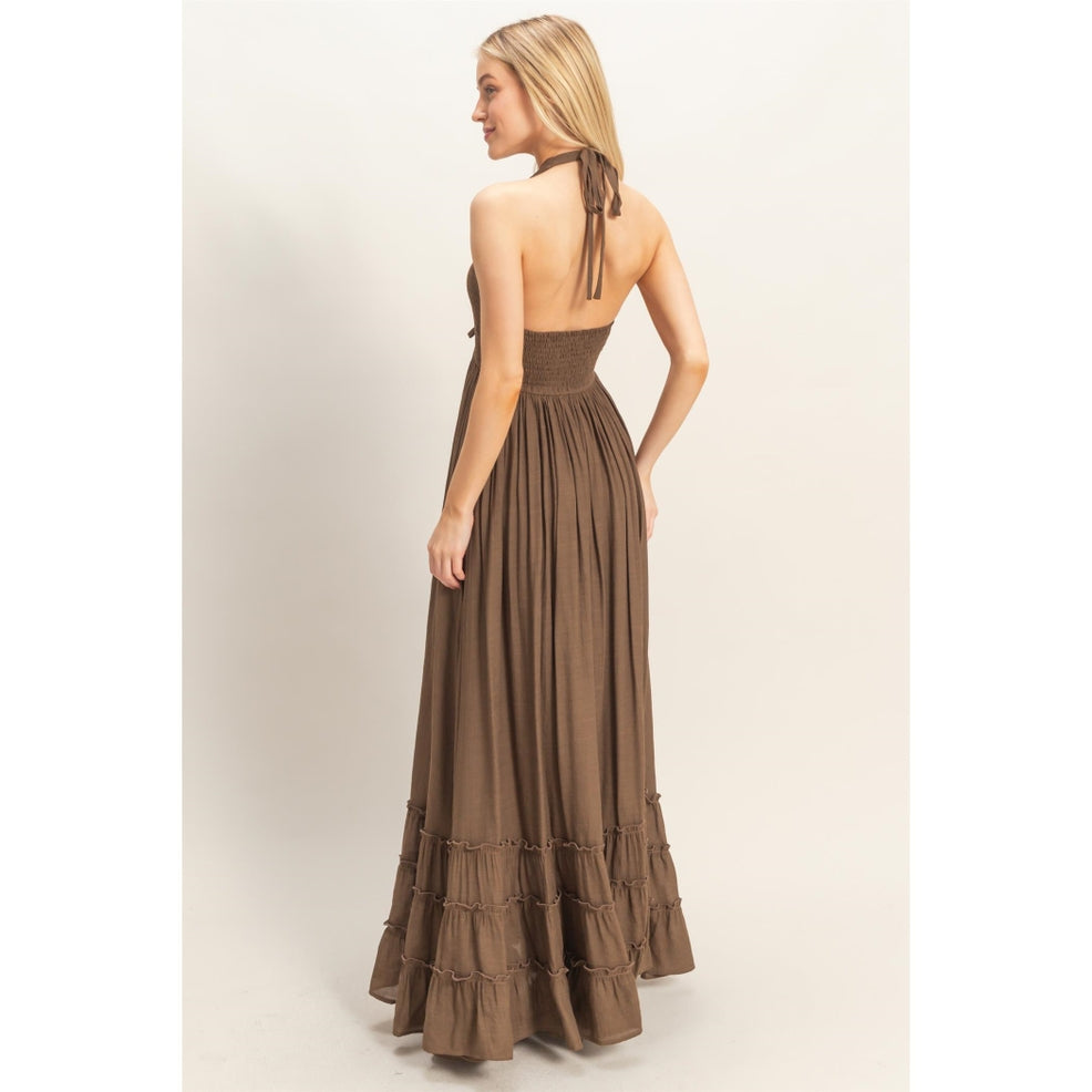Halter Chocolate Maxi Dress
