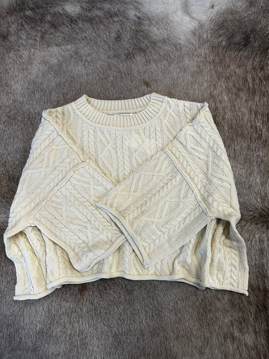 Cropped Cable Knit Sweater