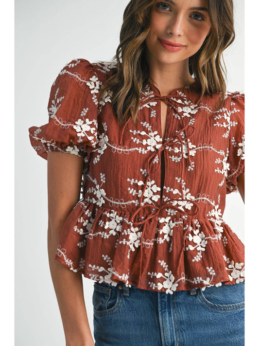 Floral Peplum Maroon