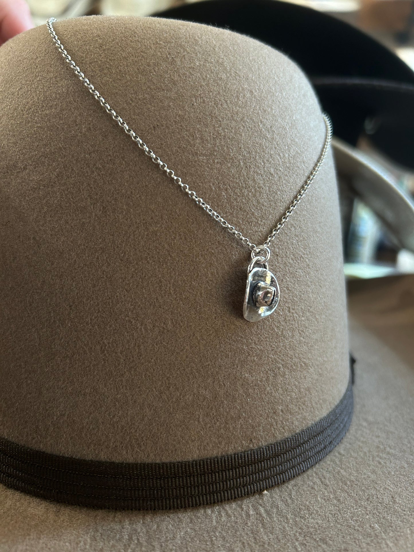 Sterling Silver Cowboy Hat Necklace