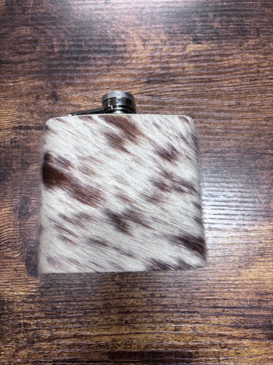 Cowhide Stainless Steel Flask 6oz Spotted