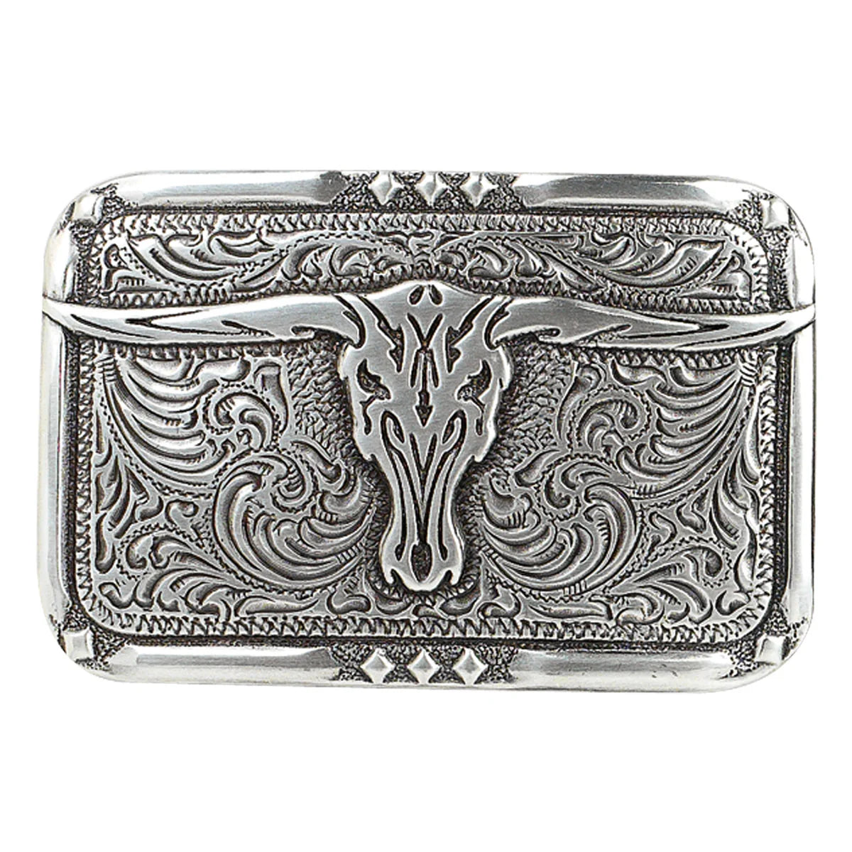 Nocona Men's Vintage Longhorn Skull Silver Belt Buckle