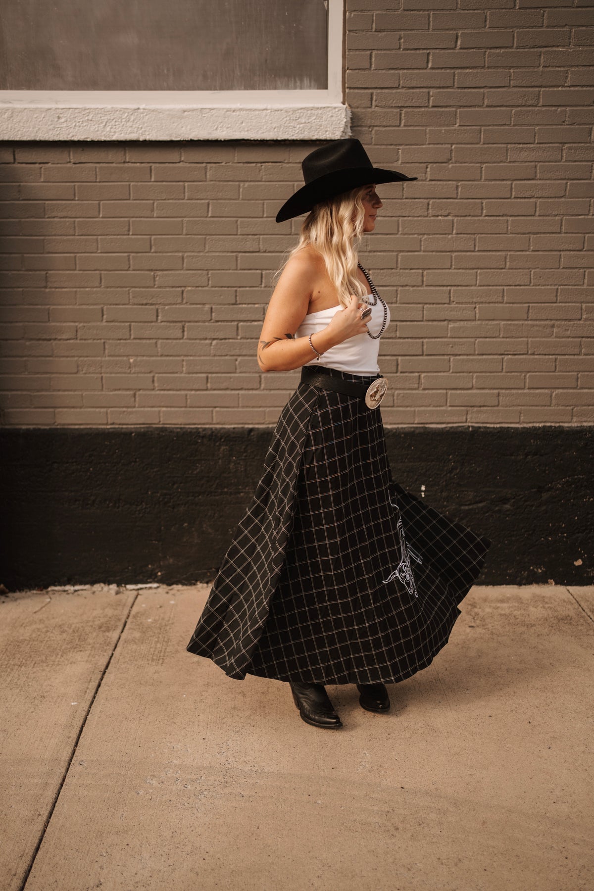 Black Flannel Cowboy Skirt