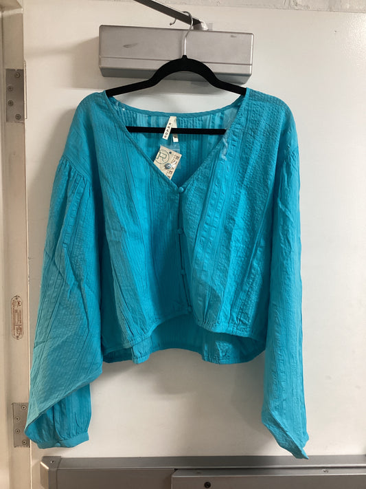 Women's Shirt Blue Cotton Seer Sucker Blouse