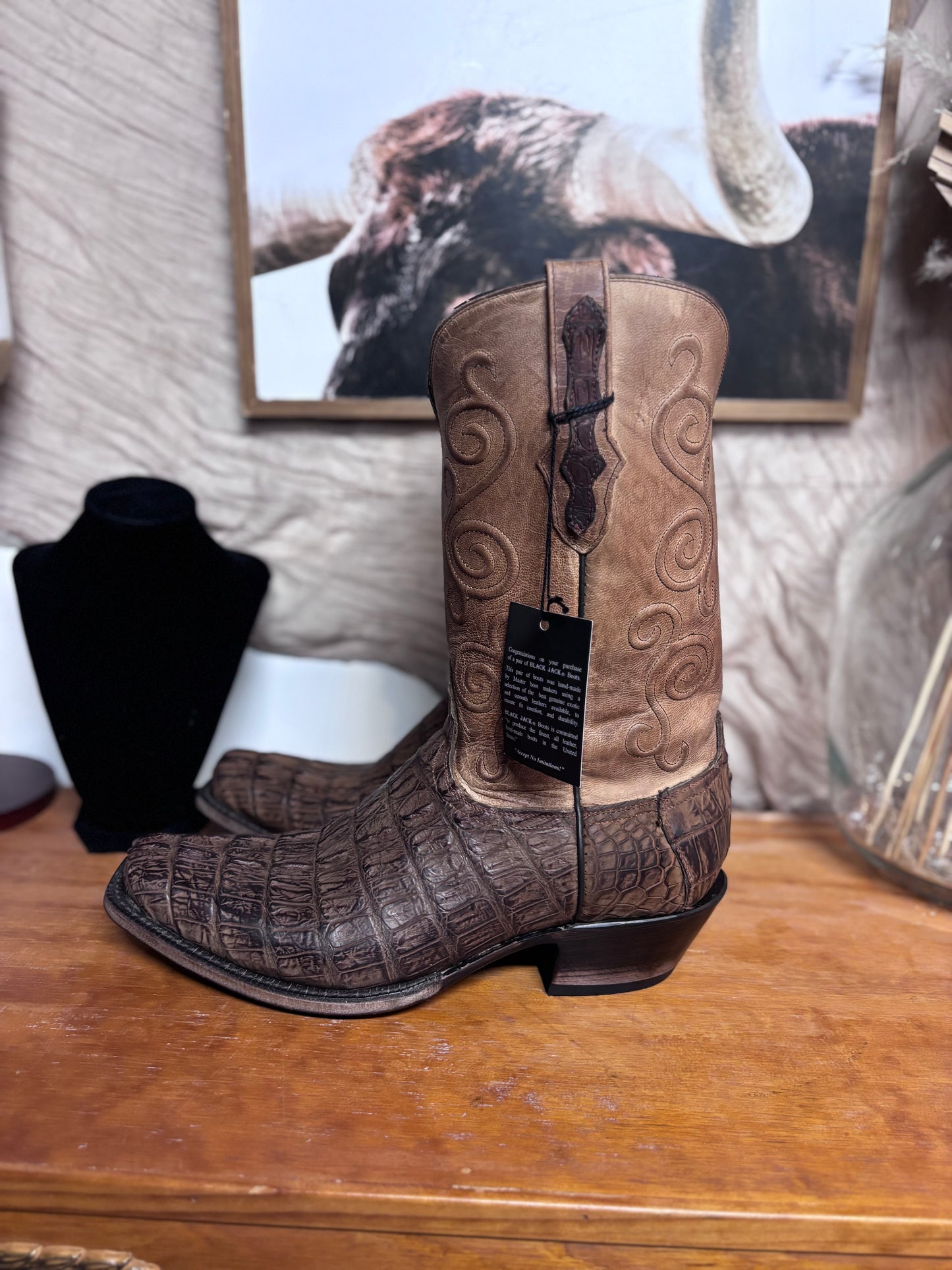 Black Jack Sueded Caiman Tail Boots