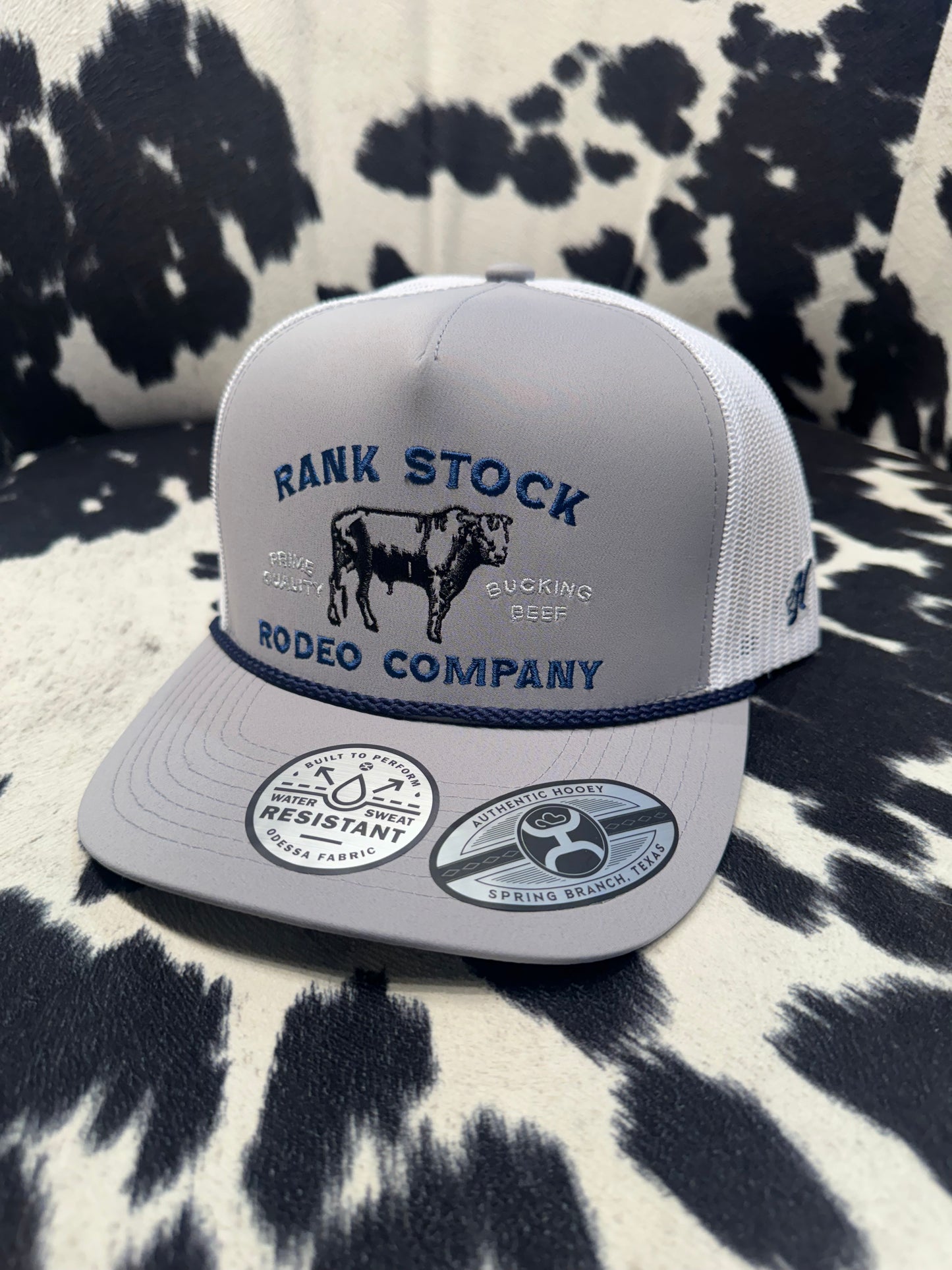Hooey Rank Stock Grey White 5 Panel Trucker