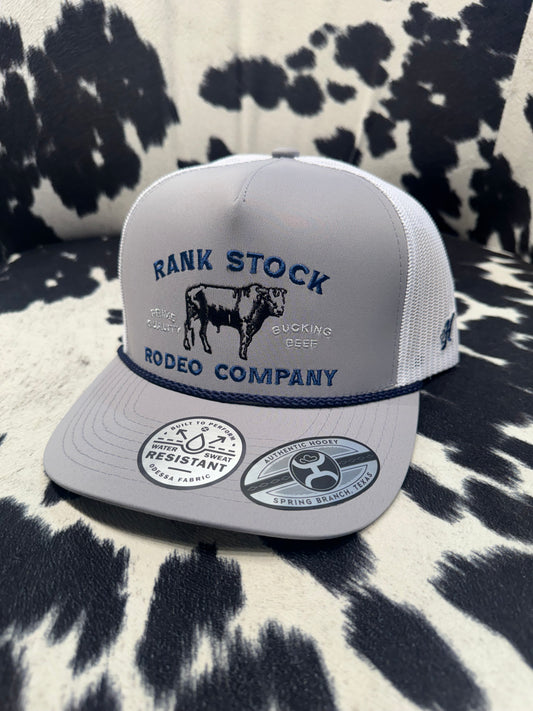 Hooey Rank Stock Grey White 5 Panel Trucker