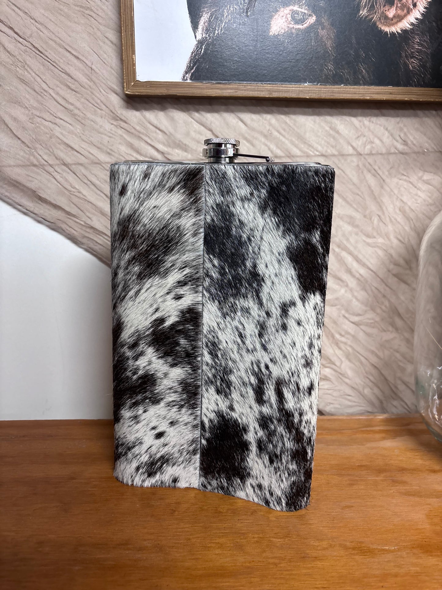 Cowhide Stainless Steel Flask 64oz Brown