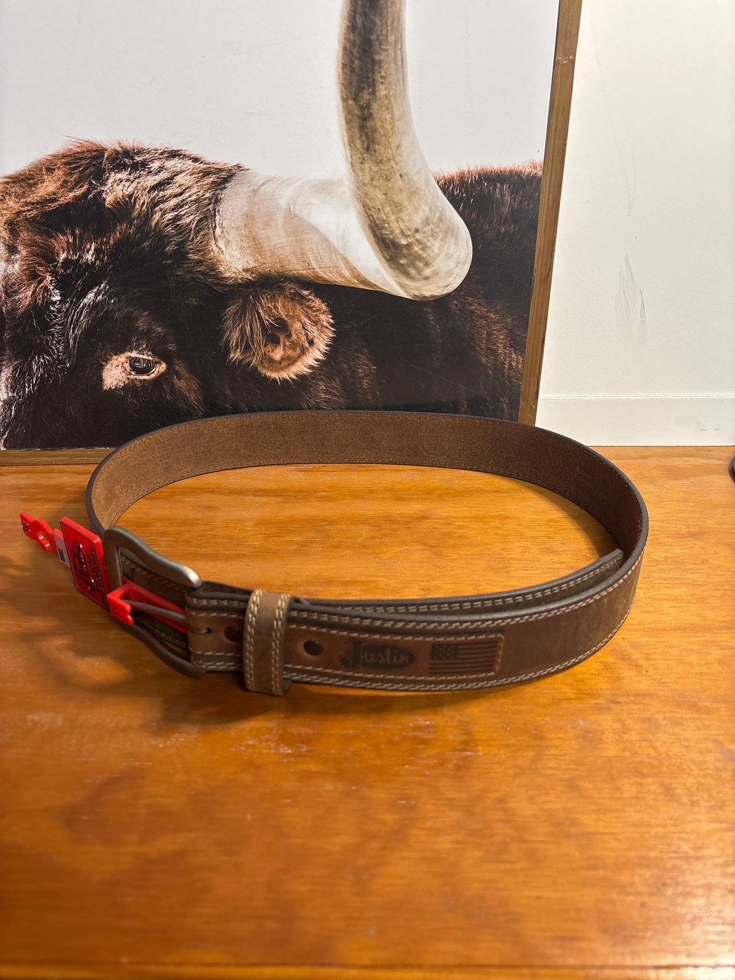 Justin Dark Brown Leather Belt