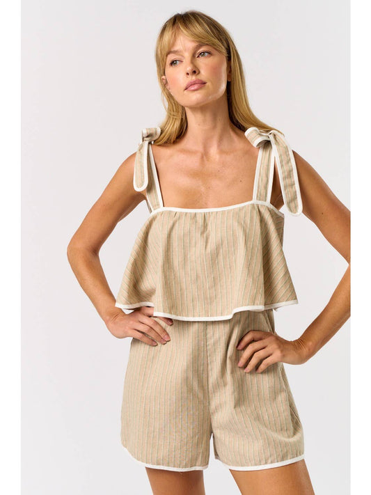 Bow Tie Taupe Romper
