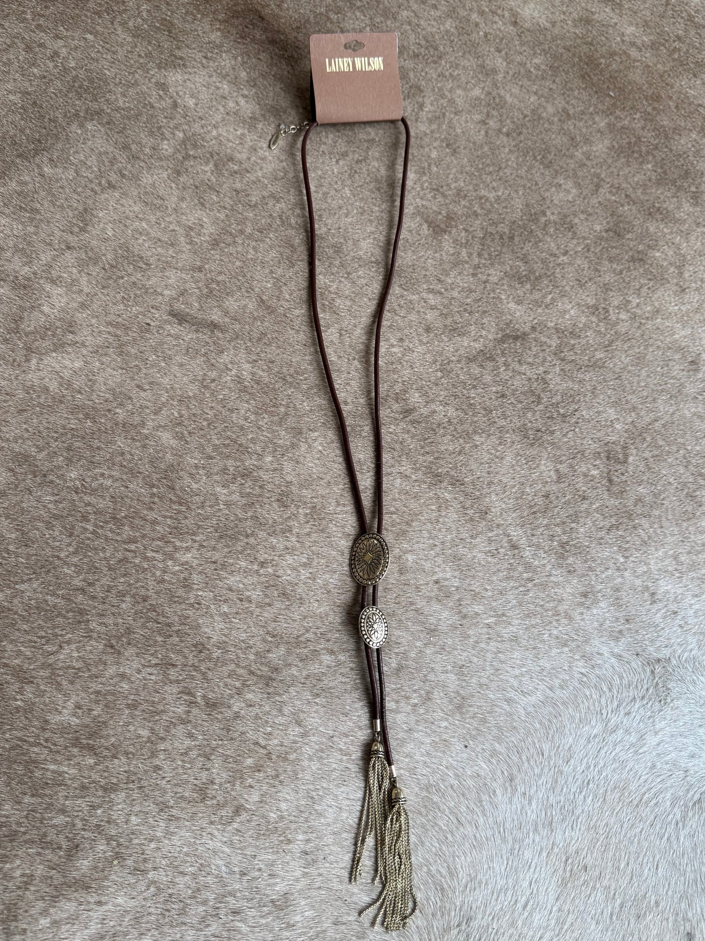 Lainey Wilson Gold Tone Long Tassel Bolo Necklace