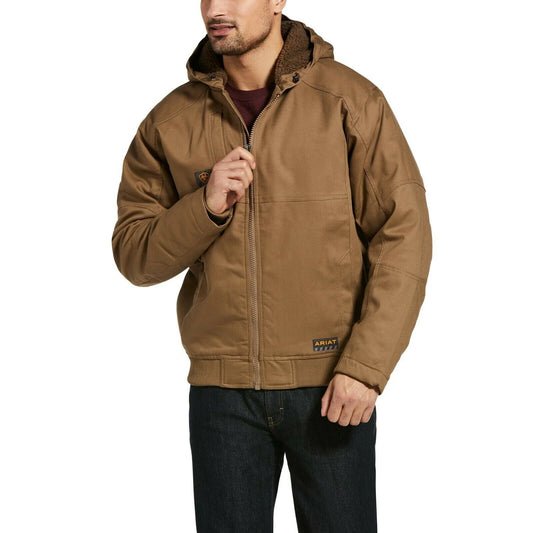 Ariat Men's Rebar DuraCanvas Field Khaki Brown Hooded Jacket