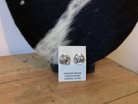 Atoka Hat Earrings with Pink Conch Stone Authentic