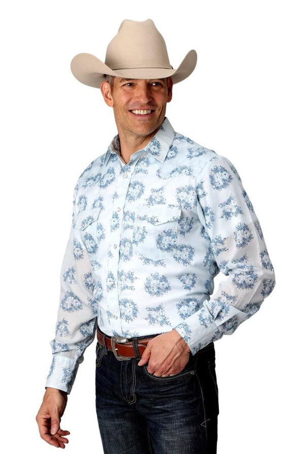 Roper Western Shirt Mens Long Sleeve Print Snap