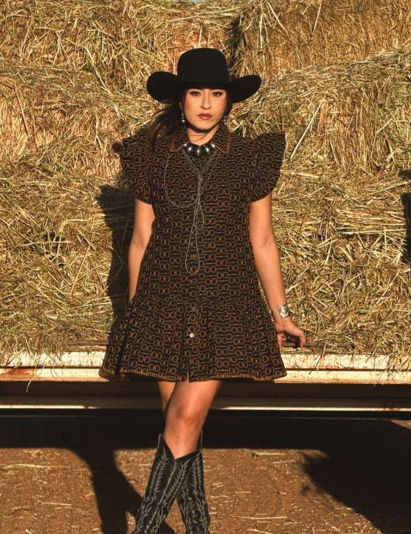 Horse Bit Black Ruffle Dress