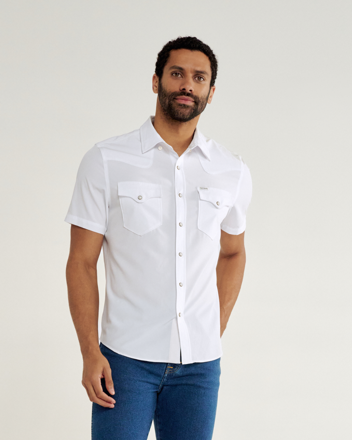 Tecovas Performance Western Snap Solid White