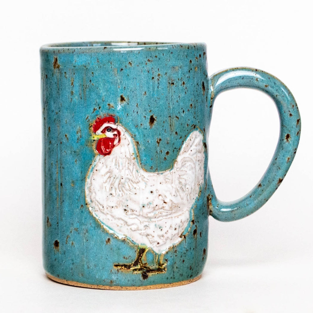 White Chicken Handmade Mug 14oz
