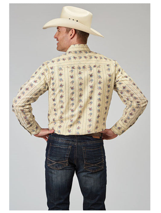 ROPER FLORAL STRIPE YELLOW PRINT - MENS SHIRT