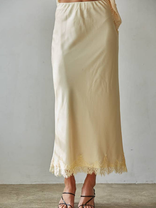 Butter Satin Midi Skirt
