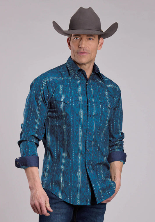 Roper Men's Long Sleeve Solid Snap Shirt - BU