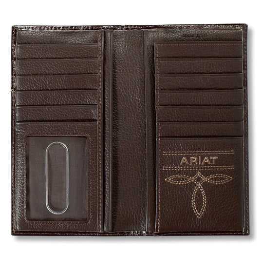 Ariat Basket Weave Cross Brown Leather Rodeo Wallet