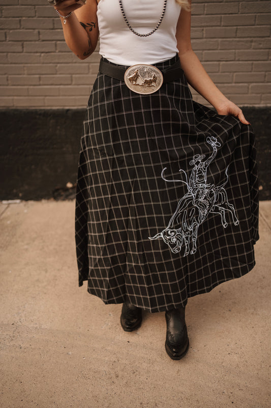 Black Flannel Cowboy Skirt