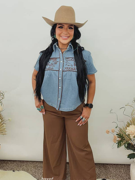 Mocha Wide Leg Plus Pants