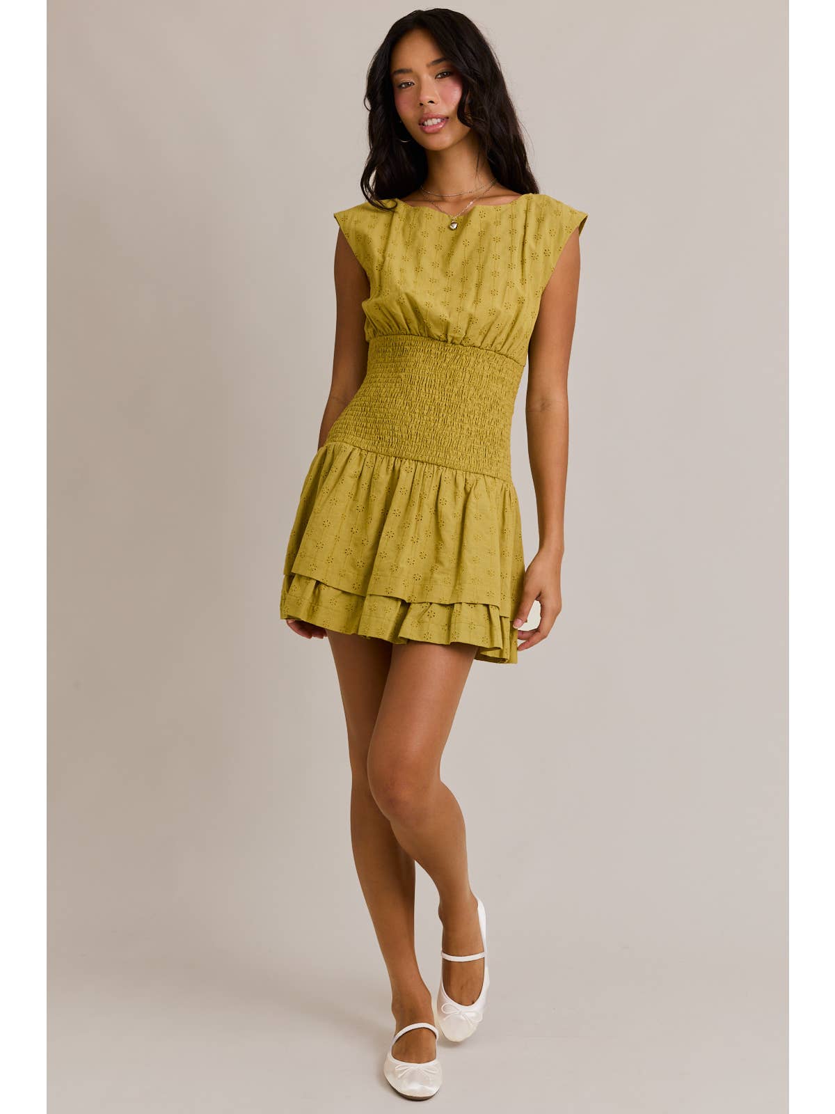 Anisa Avocado Mini Dress